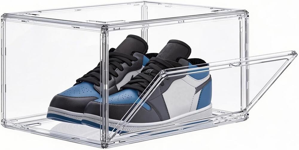 HIYOHIYO Acrylic Clear Shoe Storage Boxes Stackable For High-En-Size 14 (1-Pack)